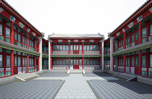 中山北京四合院设计古建筑鸟瞰图展示