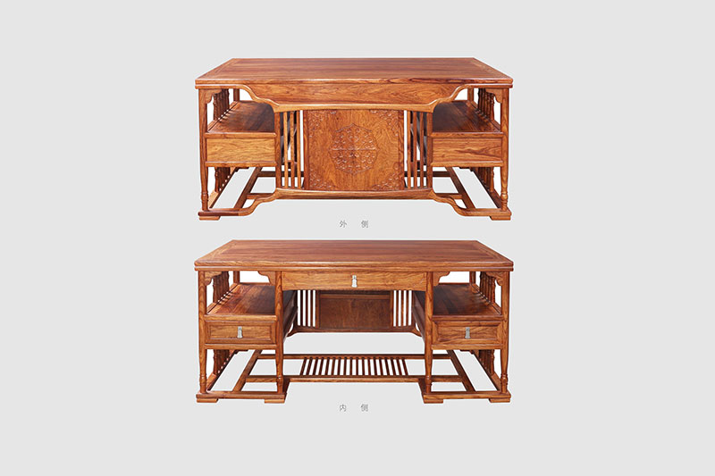 中山中式家居装饰书房桌椅组合家具效果图